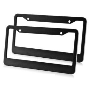 Marco De Placa Auto Universal De Metal Negro 2pcs